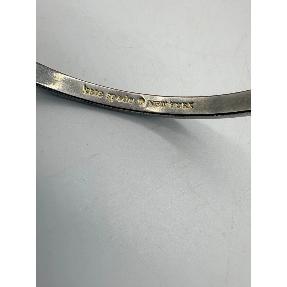 Kate Spade New York Silver Tone Black Enamel Slim Bangle Bracelet - Picture 3 of 8